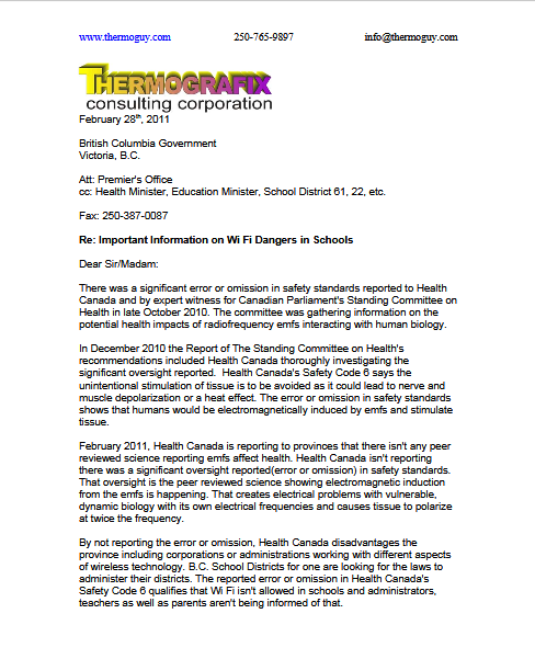 Important Information on Wi Fi Dangers in Schools p1