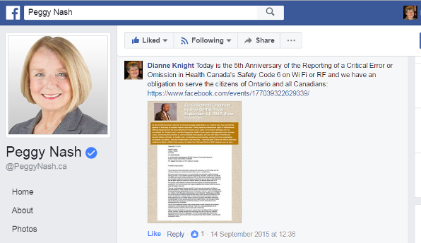 Today is the 5th Anniversary of the Reporting of a Critical Error or Omission in Health Canada's Safety Code 6 on Wi Fi or RF 