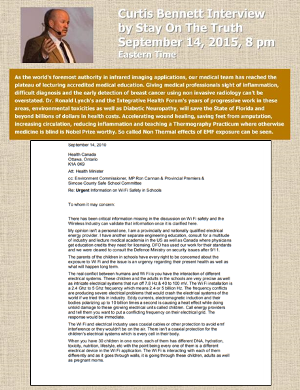 5th Anniversary of Reporting of Critical Error or Omission in Health Canada's Safety Code 6 on Wi Fi or RF on Monday, September 14, 2015