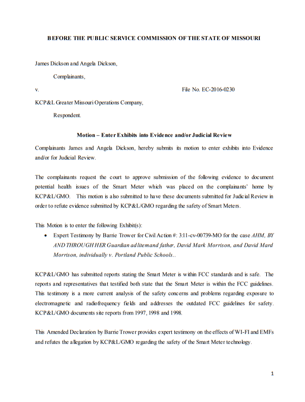 Expert Testimony by Barrie Trower for Civil Action