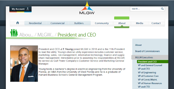 About J.T. Young, President and CEO of MLGW