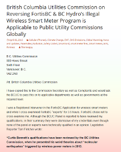 British Columbia Utilities Commission on Reversing FortisBC & BC Hydro’s Illegal Wireless Smart Meter Program is Applicable to Public Utility Commissions Globally