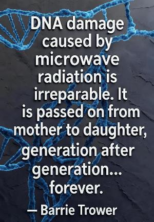 DNA damage caused by microwave radiation is irreparable. It is passed on from mother to daughter, generation after generation... forever. ~ Barrie Trower