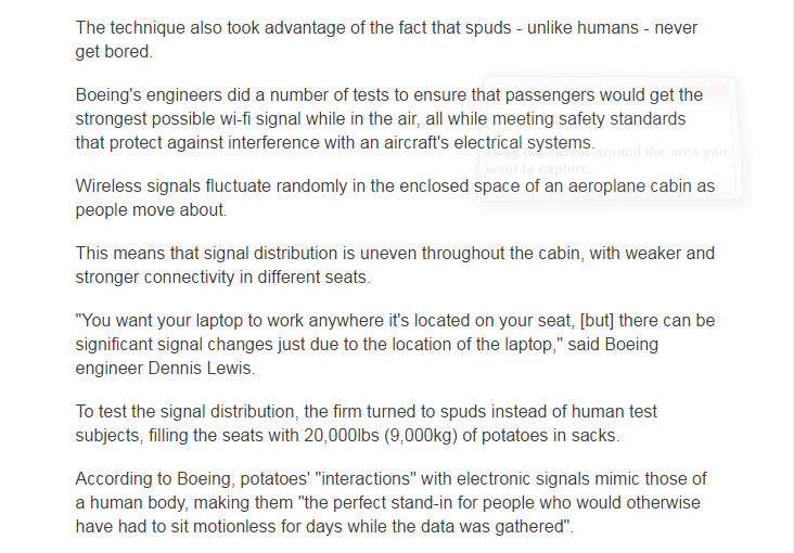 Boeing uses potatoes instead of people to test WiFi 2