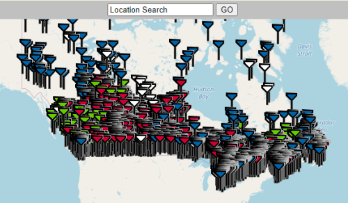 Canadian Cellular Towers Map