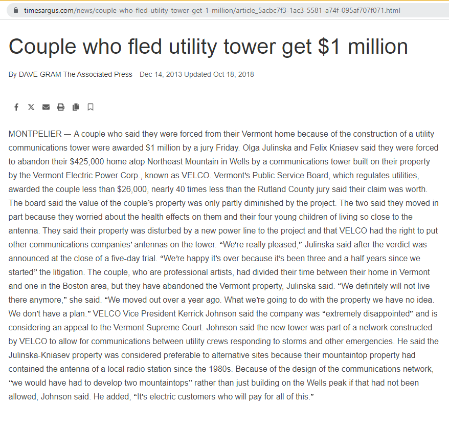 Couple who fled utility tower get $1 million