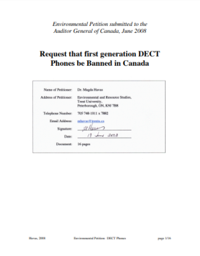 Request that first generation DECT Phones be Banned in Canada