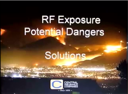 In the video Central Mutual Insurance Company reviews the risks of cell tower radiation.