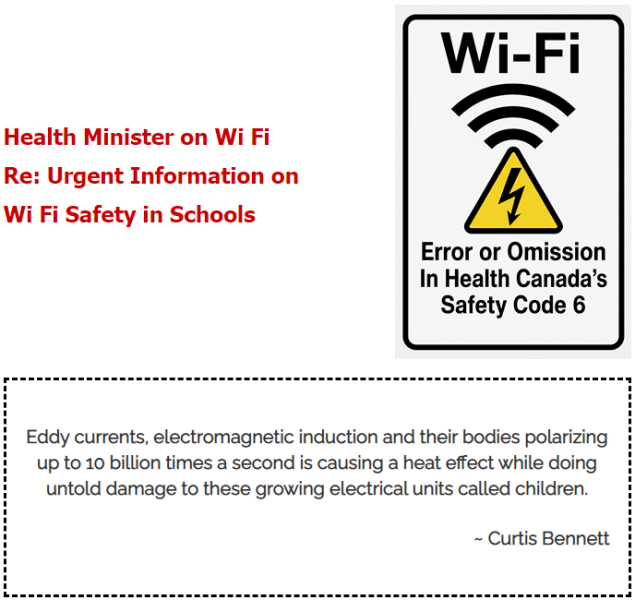 Health Minister on Wi-Fi Re: Urgent Information on Wi Fi Safety in Schools