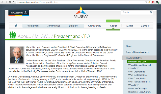 Memphis Light, Gas and Water President & Chief Executive Officer Jerry Collins