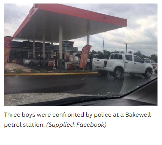 Three boys were confronted by police at a Bakewell petrol station. (Supplied: Facebook)