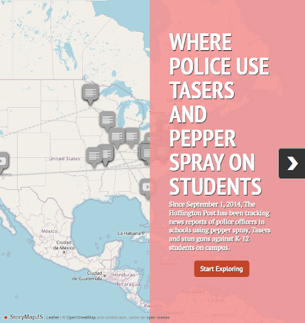 Where police use tasers and pepper spray on students