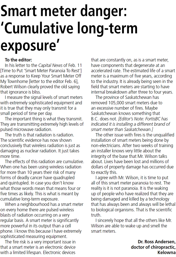 Smart meter danger: 'Cumulative long-term exposure